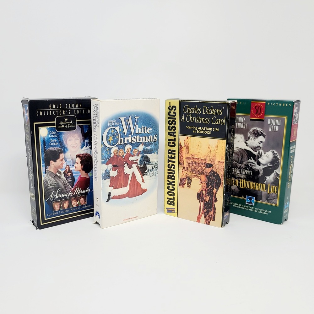 4 VHS Christmas Movies Classics Hallmark Season of Gifts Scrooge‎ Wonderful Lot